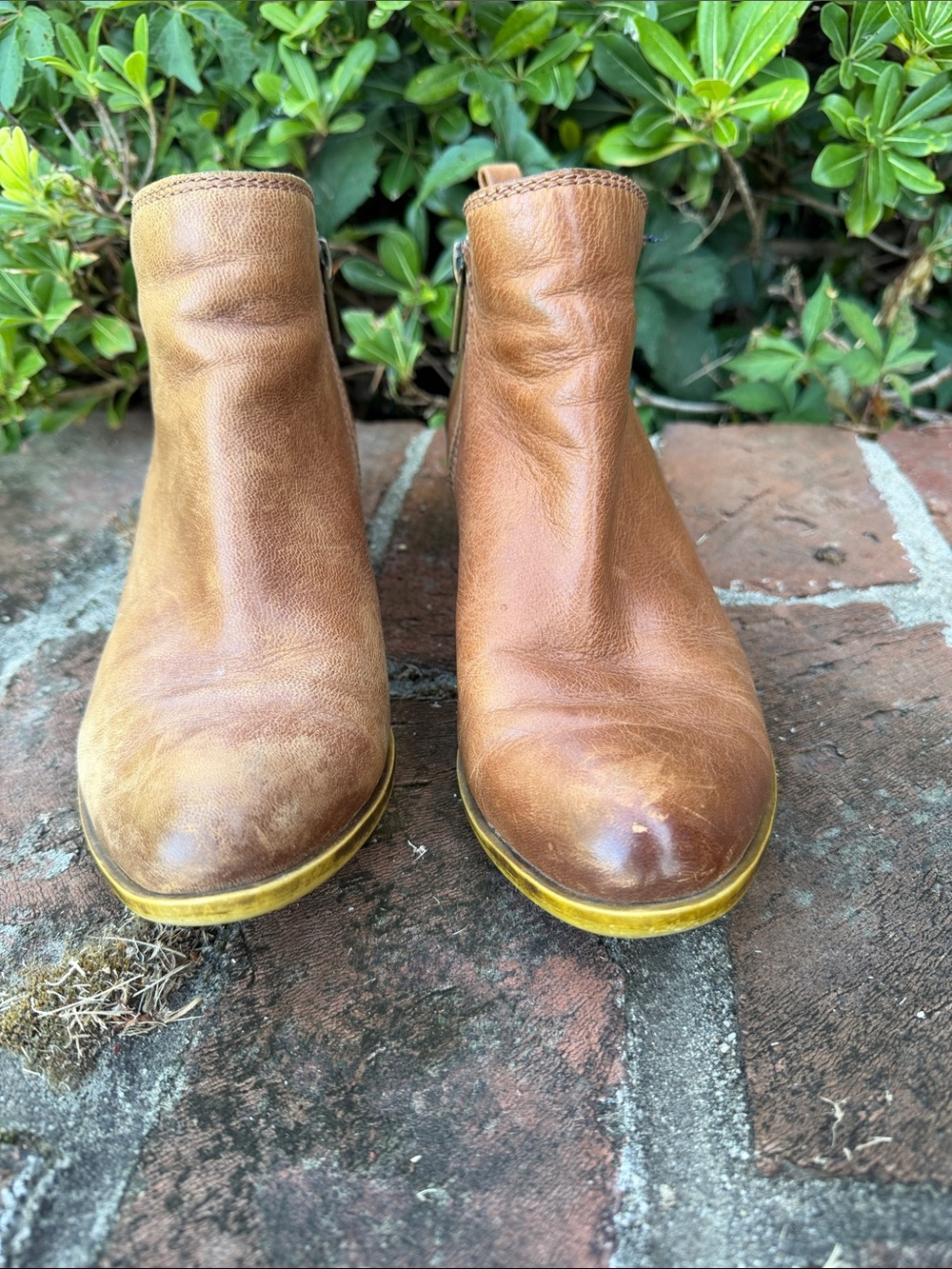 Lucky Brand Cognac Brown Leather Ankle Boot Size 7 - Picture 3 of 8